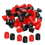 50pcs 20mm Rubber End Caps Assortment Vinyl Screw Thread Protector, Black Red