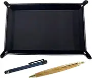 Japanese Grain Cowhide Leather Pen Tray Black Metal Touch Stick Blue and Maple Wood Axis Retro Ballpoint Pen Set TRASB-ALL-HS47S