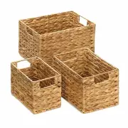 Brown Stylish Hyacinth Straw Rectangular Nesting Storage Baskets Home D�cor