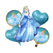 5PC Cinderella Disney Princess Foil Balloon Set Birthday Party Supplies Decoration
