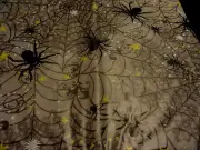 NEW Haunted HALLOWEEN vinyl TABLECLOTH 52" x 70"~SPIDERS~ WEBS Black GRAY FUN