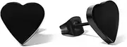 [TGNEL] Black Heart Mens Earrings Pure Titanium Earrings for Men Sensitive Ears, Fashion Titanium Stud Earrings for Father Brother, Titanium, No Gemstone