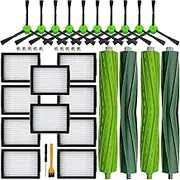 Replacement Parts for iRobot Roomba i3 i3+ i4 i4+ i5 i5+ i7 i7+ i8 i8+ j5 j5+ j7 E5 E6 E7 e, i, and j Series Robot Vacuums Replenishment Kit 2 Set Rubber Brushes,10 Vacuum Filters,10 Side Brushes