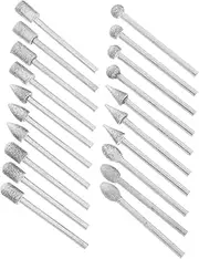 LIFKOME 20pcs Jade Burrs Grinding Drill Bits Set for Stone Carving Glass Bits Pneumatic Engraving Tool Attachment
