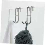 Shower Door Hooks (2-Pack), Towel Hooks for Bathroom Frameless Glass Silver