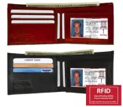 RFID Signal Blocking Mens Leather Thin Bifold Wallet ID Card Holder Front Pocket