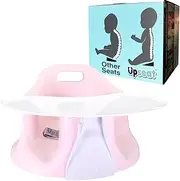 Upseat Baby Floor Seat Booster Chair for Sitting Up with Removable Tray for Meals and Playtime, Developed with Physical Therapists for Safe and Healthy Hip Development and Posture (Pink)