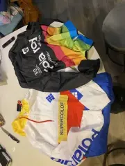 Lot (2) Polaroid 90’s Vintage Colorful / Rainbow Pull-over Windbreaker Jacket
