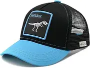 Wodeal Boys' Dinosaur Trucker Hat, Adjustable Embroidered Dino Mesh Baseball Cap Snapback for Kids Age 2-6