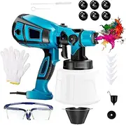 [Kocusu] Electric Paint Spray Gun, 850 W, Electric Paint Spray Gun, 1400 ml Large Container, Paint Sprayer with 6 Nozzles and Glasses, 360° Rotation Adjustable Paint Spray System, 3 Spray Patterns for