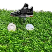 Premium Divot Tool Ball Marker and Hat Clip Set Retro Sneaker Steel Divot Tool
