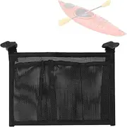 Kayak Canoe Storage Mesh Bag, Nylon Storage Pouch Organizer for Marine Boat Canoe kayak, Repair Tool Gear Holder Side Bag, Beer Can Hanger for Boat, Portable Side Pocket Black (1Pc)
