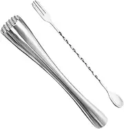 GREENADSCAPE 1Set Stainless Steel Cocktail Muddler with Lemon Pressing Rod Ergonomic Ice Grinding Stick for Smooth Mixing Bars and Restaurants