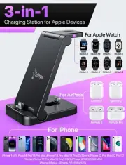 3 in 1 Charging Station for Apple Multiple Devices, Foldable Wireless Charger
