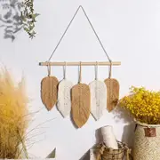 Handmade Macrame Leaf Feather Wall Hanging