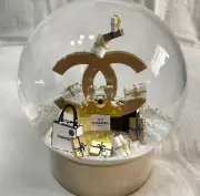 Authentic CHANEL Glass Snow Globe Snow Dome 2023 Novelty Champagne Gold Coco