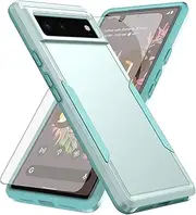 [Asuwish] Phone Case for Google Pixel 6 with Tempered Glass Screen Protector Cover and Slim Thin Hybrid Full Body Protective Mobile Dual Layer Back Cell Accessories Pixel6 Pixle Six Women Men Green
