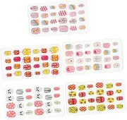 minkissy Nail Glue Boys and Girls Nail Tips Set 5 Boxes/120pcs Abs False Nails Nail Art Design Easy Nail Art for Children No Damage to Natural Nails Style