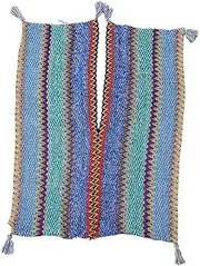 [Healvian] Boho Knitted Shawl for Women Cozy Ethnic Pattern Wrap with Tassels Stylish Outerwear for Fall Winter for Travel Photography Loose Fit Design
