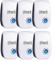 Ultrasonic Repellent Pack Of 6 - Effective Against Mice, Rats, Flies, Mosquitoes, Pests, Spiders, Cockroaches - Safe And Non-toxic