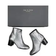 Rag & Bone Drea Gunmetal Metallic Silver Leather Boots EUR 35 US 5