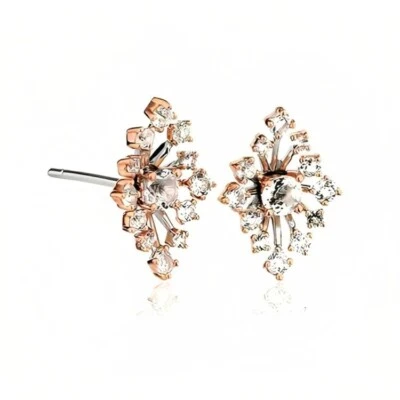Clogau Gold, 9ct White & Rose Gold and White Topaz Celebration Sparkle Studs