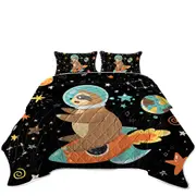 Funny Astronaut Sloth on a Rocket Coverlet