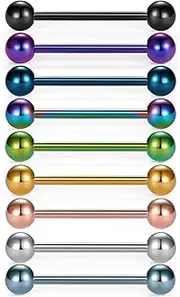Vcmart 12mm-18mm 14G Tongue Rings Nipple Straight Barbells Surgical Steel Body Piercing Jewelry