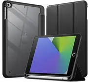 JETech Case for iPad Mini 5/4 (7.9-Inch 2019/2015 Model) with Pencil Holder, Clear Transparent Back Shell Slim Stand Shockproof Tablet Cover, Auto Wake/Sleep (Black)