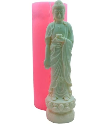 7" Silicone Mold Amitabha Buddha Statue Candle DIY Buddhism Shrine Temple Decor
