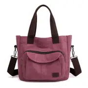 Canvas Tote Purse for Women, Vintage Crossbody Shoulder Bags Small Handbag, Multi-pocket Top Handle Work Bag