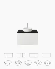 Modular White Vanity 750 Wall Mounted Fingerpull Door Soft Close Drawers