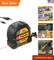 2-in-1 Laser Tape Measure Tool - 135ft Laser & 16ft Magnetic Tape with Clip
