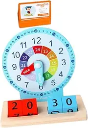 BCOATH 1Set Wooden Clock for Educational Preschool Learning Clock Interactive Recognition Plaything for Present for Boys