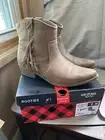 Womans Arizona Mocha Memory Foam Fringe BoHo CHIC Ankle Bootie Boot Shoe Heel 8
