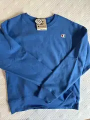 Champion Women’s Reverse Weave Crewneck Sweatshirt (C Logo) Blue Jay -S - NWT