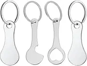 Paifeancodill 4 Pcs Shopping Trolley Token Key Ring - Aluminum Alloy Metal Bottle Opener for Supermarket Cart Unlock