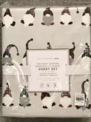 NEW Pottery Barn Teen Flannel Holiday Gnome XL Twin Sheet Set, Christmas, Kids