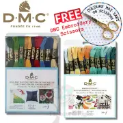 DMC Embroidery 36 Skeins Floss Pack, Anniversary or Holiday Colours & Scissors
