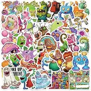 jixiejumo My Singing Stickers 50 Pcs, Cartoon Monsters Game Vinyl Merch, Waterproof Sticker Pack for Water Bottle, Party, Kids, Adults, Gift