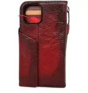Genuine Leather Case for Iphone 16 15 14 13 12 Pro Max Wallet Book Red Magnet
