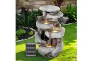Gardeon Solar Fountain Water Feature Outdoor Indoor 4-Tier Brown