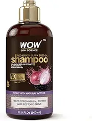 WOW Skin Science Onion Oil Shampoo with Red Onion Seed Oil Extract, Black Seed Oil & Pro-Vitamin B5, Controls Hair fall Helps Strengthen Hair, No Sulphate No Paraben For Men & Women-16.9 Fl Oz