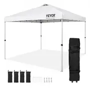 VEVOR Pop Up Canopy Tent, 10 x 10 ft, 250 D PU Silver Coated Tarp, with Portable Roller Bag and 4 Sandbags, Waterproof and Sun Shelter Gazebo for Outd