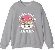 [X.Style] Just a Girl Who Loves Ramen Japanese Noodles I Love Ramen ds028 Sweater Grey XL