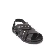 Mariano Paoletti 327 Black Leather Slides Men Comfort Sandals 39 / US 6