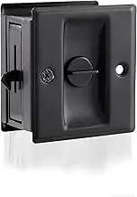 Kitmose Pocket Door Lock 2-3/4”x 2-1/2”(70mmx64mm) Hardware Solid Stainless Steel Pocket Door Privacy Lock Pull Sliding Door Lock for 1-3/8” Thickness Door, Matte Black