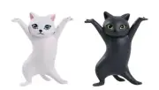 2 Black And White cat pen holder, Cat Decoration For Desk Table Countertop, 3D