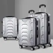 3 PCS Super Lightweight Luggage Set Hard Case Travel Suitcase Dual Wheels Silver