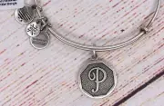 NEW NWT Alex and Ani Letter Initial P Charm Bangle Silver Bracelet